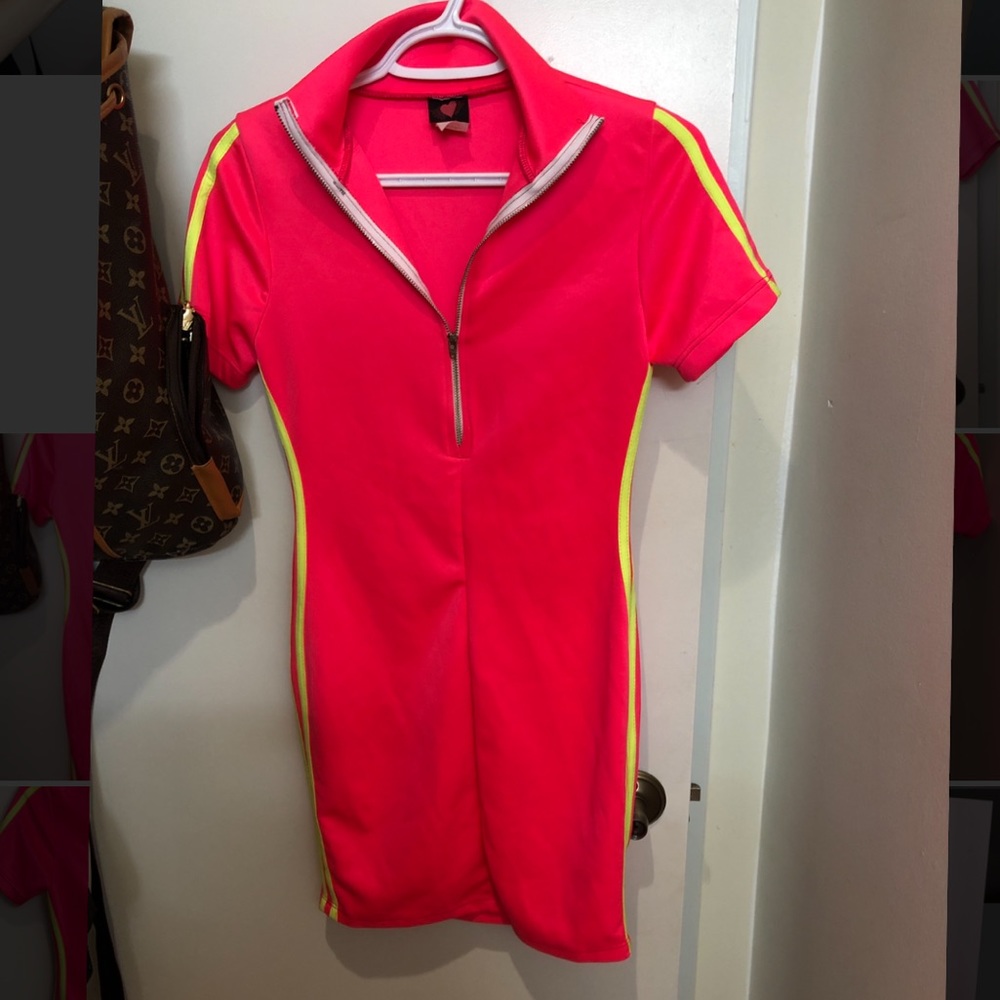 Hot sexy neon athletic neon mini dress